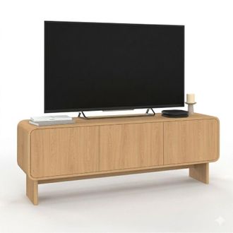 IDMarket 140 cm CAPUCINE Mobile TV a 3 ante dal design arrotondato in faggio