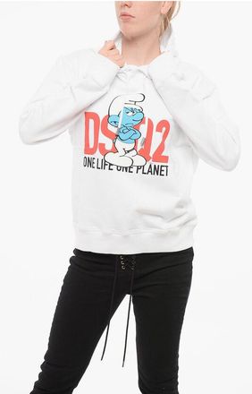 Dsquared2 THE SMURFS Printed Brushed Cotton GROUNCHY SMURF Hoodie size Xs