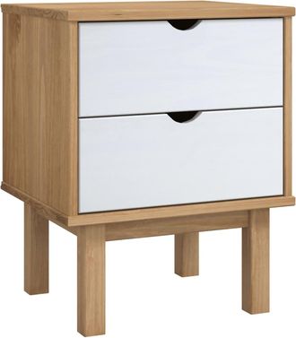 vidaXL Mesita De Noche Otta Madera De Pino Marr&oacute;n Y Blanco 45x39x57 Cm Vidaxl
