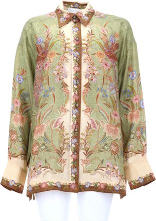 Zimmermann Indra Floral Bird Motif Silk Shirt
