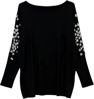 Joseph Ribkoff Womens Long Sleeve Boat Neck Top In Black/ White