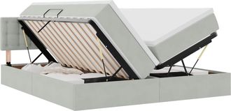 vidaXL Cama De Almacenamiento Led Con Colch&oacute;n Gris Claro 180 X 200 Cm Vidaxl