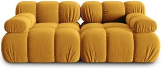 MICADONI Sofá modular 2 plazas de terciopelo amarillo