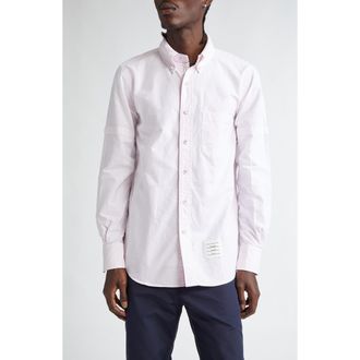 Thom Browne Straight Fit Cotton Oxford Button-Down Shirt in Light Pink at Nordstrom, Size 3