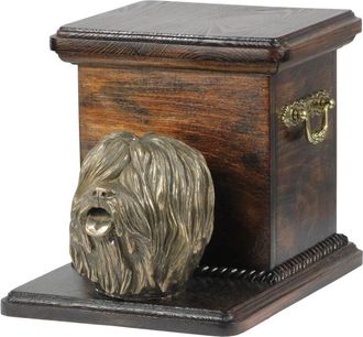 OEM Perro Pastor Polaco De Llanura, Pon: Urna Para Cenizas De Perro Con Estatuilla, Elegante Urna Para Perro, Urna &Uacute;nica Con Busto De Perro De Art-dog