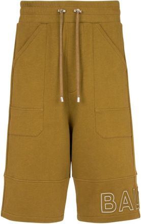 Balmain Bermuda shorts van katoen met reflecterend logo. - Heren - Korte Broeken - Groen - M - Katoen - Korte Broeken