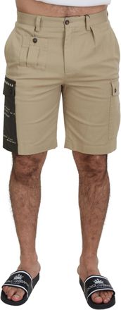 Dolce & Gabbana Mens Beige Cotton Cargo Bermuda Shorts Elastane