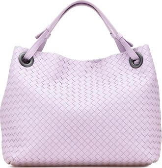 Bottega Veneta Pre-owned Handbags, female, Purple, Size: ONE SIZE Pre-owned Leather Woven Tote Bag