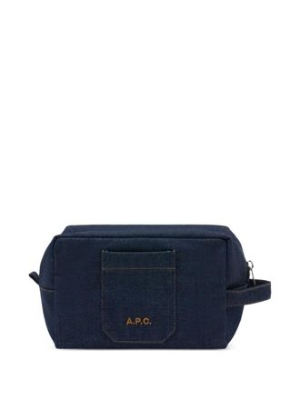 A.P.C. logo-detail denim wash bag - Blauw