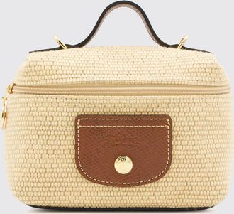 Longchamp Borsa a mano mini Le Pliage in rafia con manico in pelle
