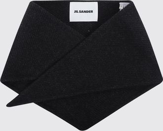 Jil Sander Sciarpa triangolare in pura lana con logo applicato