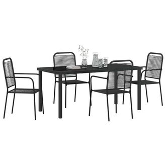 Berkfield Home Stunning 5 Piece Garden Dining Set Black Cotton Rope & Steel