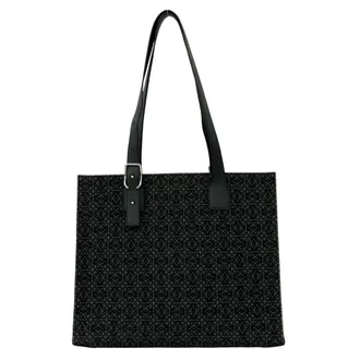Loewe Black Gray Canvas Leather Tote Bag (Pre-Owned)
