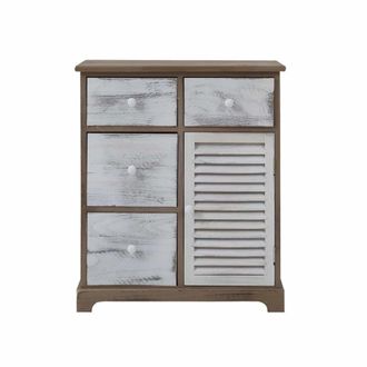 Mobili Rebecca Mueble de almacenaje de 4 cajones y 1 puerta en madera blanco y marr&oacute;n