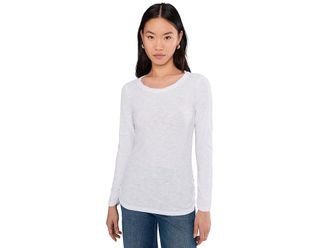 Mod-o-doc Long Sleeve Twisted Scoopneck T-Shirts Womens Clothing White : LG (US 12-14), Cotton