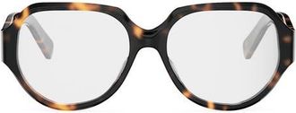 Celine Triomphe 56mm Geometric Eyeglasses in Dark Havana at Nordstrom