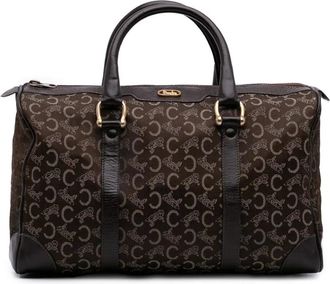 Celine Pre-owned Handbags, female, Brown, Size: ONE SIZE Pre-owned Printed Travel Bag with Double Handles