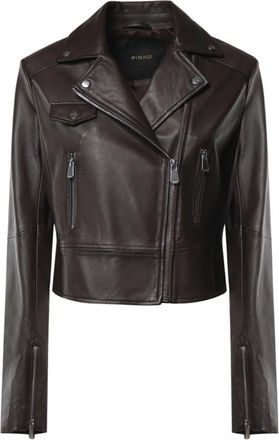Pinko New Sensibile Jacket - Dames - Leren en Su&egrave;de Jassen - Bruin - S - Leer - Jassen