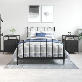 vidaXL Vidaxl - Mesitas De Noche 2 Uds Madera De Ingenier&iacute;a Negro 44x45x60 Cm
