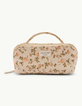 Nobody's Child Beige Floral Makeup Bag