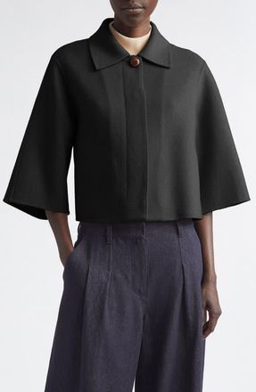 Lafayette 148 New York Double Face Wool & Cashmere Crop Jacket in Black at Nordstrom, Size X-Large