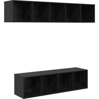 vidaXL Vidaxl - Conjunto De Mueble De Tv 4 Pcs Roble Negro 37 X 37 X 142.5 Cm