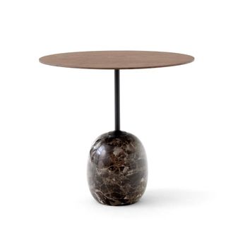 &tradition Lato Beistelltisch oval 40 x 50 cm, H 45 cm, Walnuss / Emparador Marmor