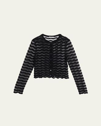 SIMKHAI Maxime Sheer Wavy Knit Cardigan