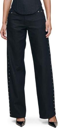 DL1961 Kaylen Embellished Rhinestones High Waist Soft Curve Barrel Jeans in Eternity Embellished at Nordstrom Rack, Size 23