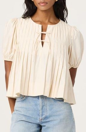 ASTR the Label Pleated Cotton Swing Top in Off White at Nordstrom Rack, Size X-Small