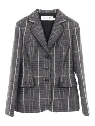Dior 10s checked blazer - women - Wool/Silk - 36 - Grey