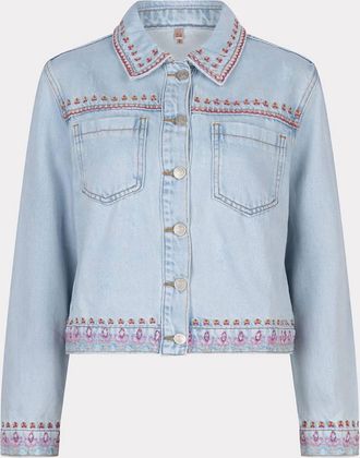 Esqualo Womens Jonna Jean Embroidery Jacket In Light Blue