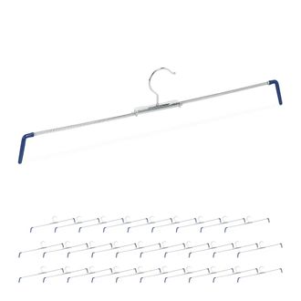 Relaxdays Pack De 30 Perchas Pantalones Extensibles, Faldas, Antideslizantes, 30-50 Cm Ancho, Metal-pvc, Plateado-azul