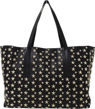 Jimmy Choo London Black Leather Handbag Tote Bag (Pre-Owned)