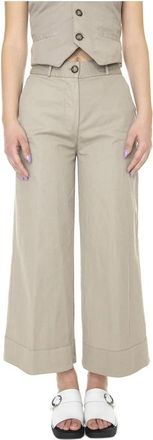 Alessia Santi Wide Broeken - Dames - Wijde Broeken - Beige - 2XS - Katoen - Broeken