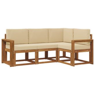 vidaXL Conjunto De Sof&aacute;s De Exterior Con Coj&iacute;n 4 Pcs Natural Y Beige Vidaxl