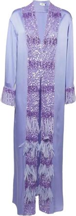 Elisabetta Franchi Jurk verfraaid met pailletten en franje - Paars