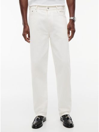 Tommy Hilfiger Mens Garment-Dyed Loose Fit Jean - White - 34W x 30L