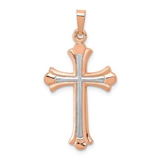 Diamond2Deal 14K Rose Gold White Rhodium Cross Pendant