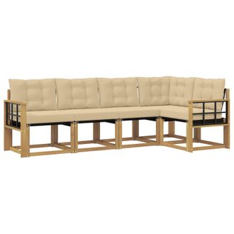 vidaXL Conjunto De Sof&aacute;s De Exterior Con Coj&iacute;n 5 Pcs Y Beige Vidaxl