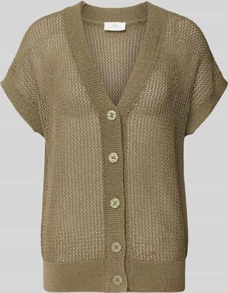 Fynch-Hatton Fynch-Hatton Cardigan aus Viskose-Mix mit V-Ausschnitt in Oliv, Gr&ouml;&szlig;e XXL