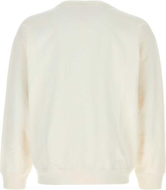 Sporty & Rich Mens Embroidered Sweatshirt White Cotton Sweater