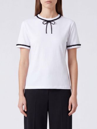 Twinset Cotton Short-Sleeved T-shirt with Bow Application on the Neck