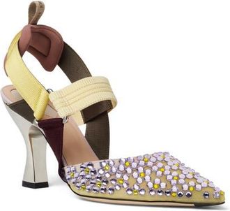 Fendi Colibri Crystal Embellished Slingback Pump in Violet Citrine at Nordstrom, Size 6.5Us