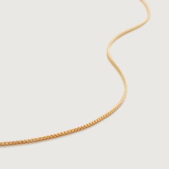 Monica Vinader Fine Oval Box Chain -18, Gold Vermeil on Silver