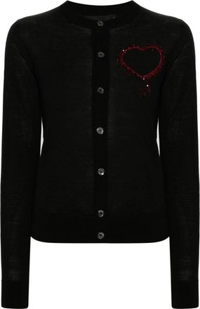 Dsquared2 beaded-heart cardigan - women - Virgin Wool - M - Black