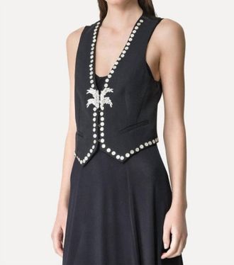 Forte_Forte Viscose Wool Slub Pearl Embroidered Vest In Abisso
