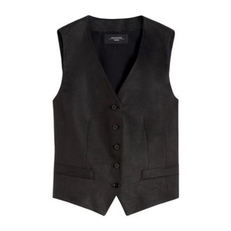 Max Mara Vests, female, Black, Size: XS Linen Canvas Gilet