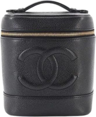 Chanel Pre-owned Vintage Vanity Bag - Dames - Vintage Tassen - Zwart - ONE Size - Leer - Vintage