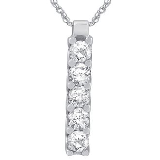 Pompeii3 14K White Gold 1 1/4ct Journey Genuine Diamond Pendant